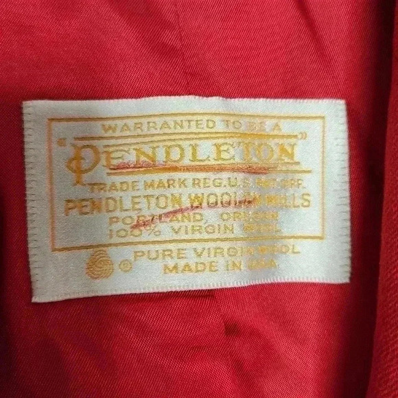 Vtg Pendleton Women Red Virgin Wool Long Pea Trench Coat Double Breasted Sz 8 - Picture 3 of 6